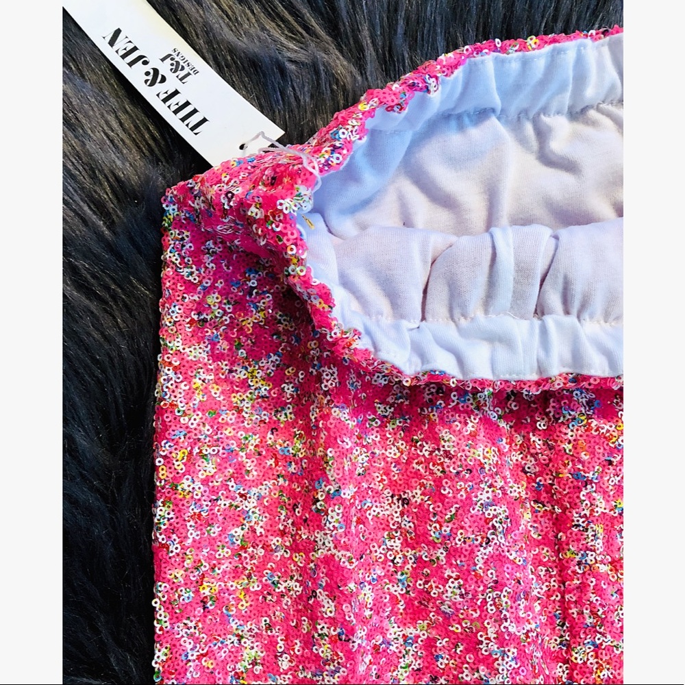 Last 1 Barbie Pink &White Sequin Pencil Skirt - Picture 5 of 6